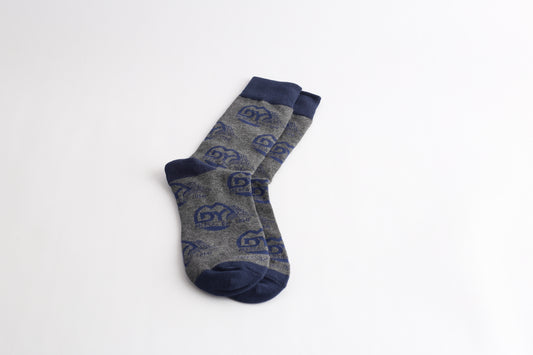 MDY Socks Gray And Blue Logo