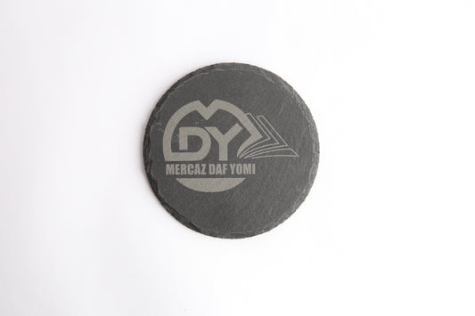 Round Stone Coaster with log