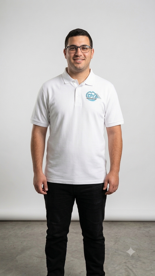 Mdy embroidered Silk Touch Polo (White)